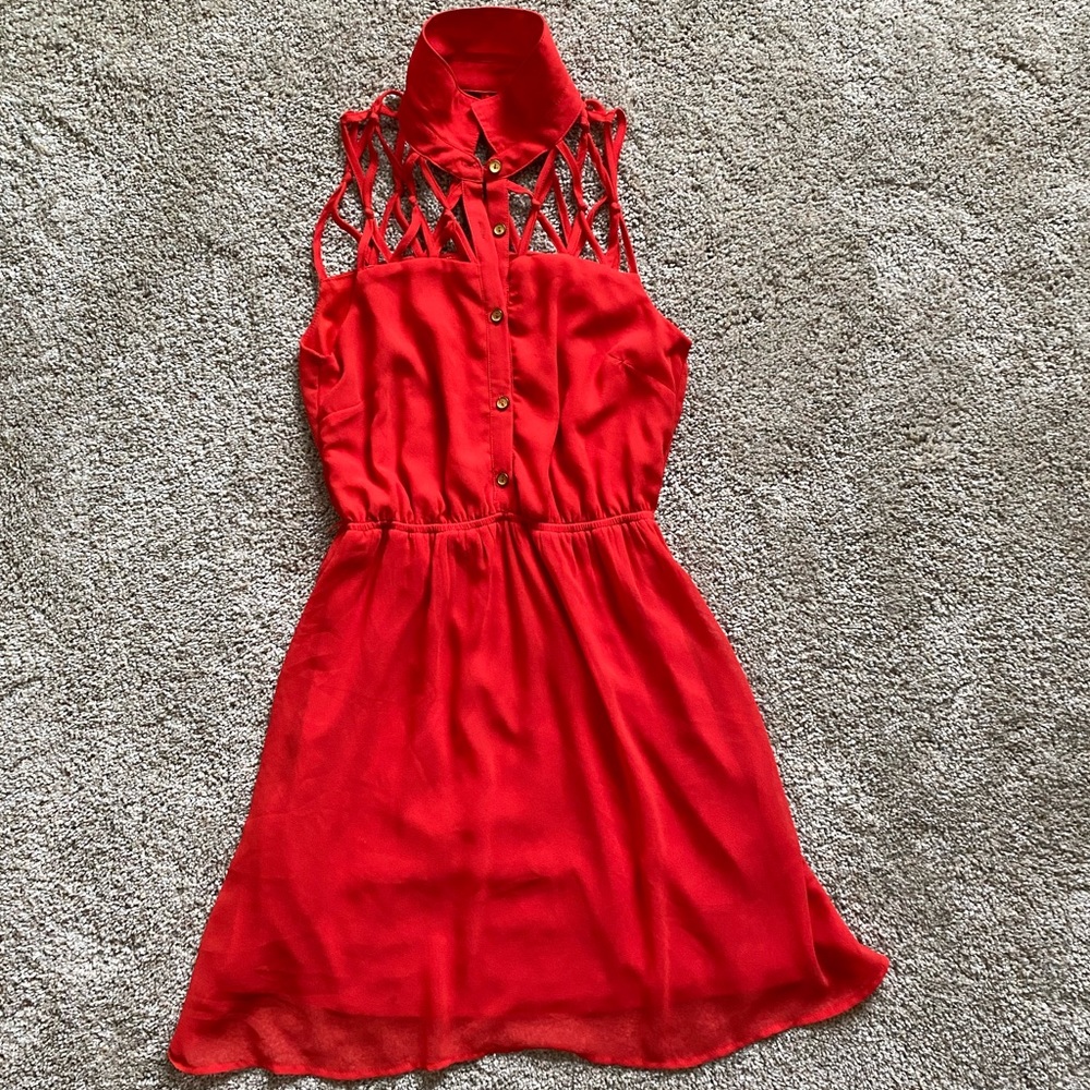 Charlotte Russe Cut Out Lattice Sleeveless Dress